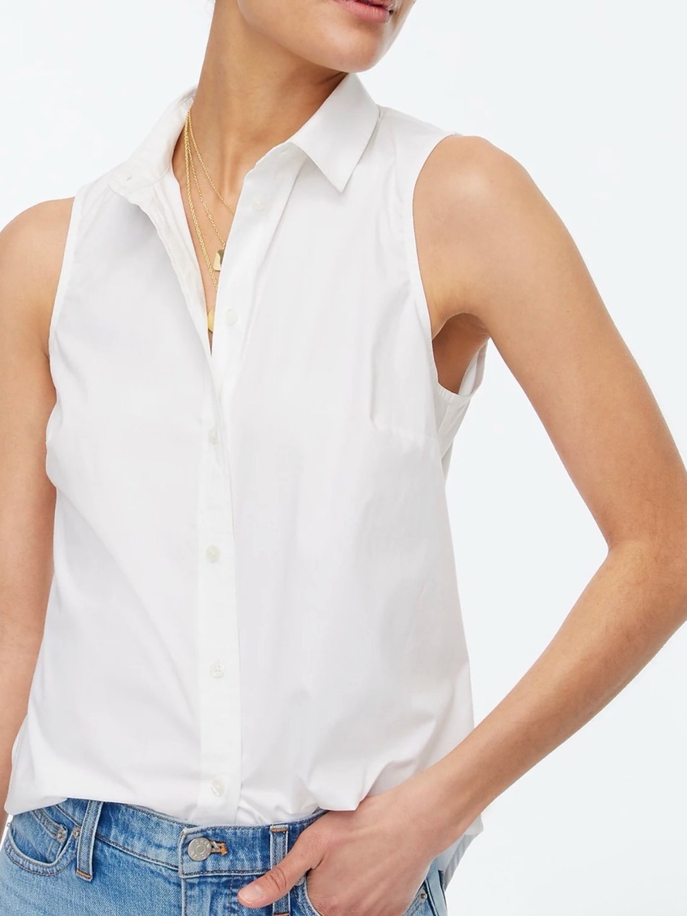 J. Crew Sleeveless cotton poplin shirt in signature fit •size small •NWT • BT982